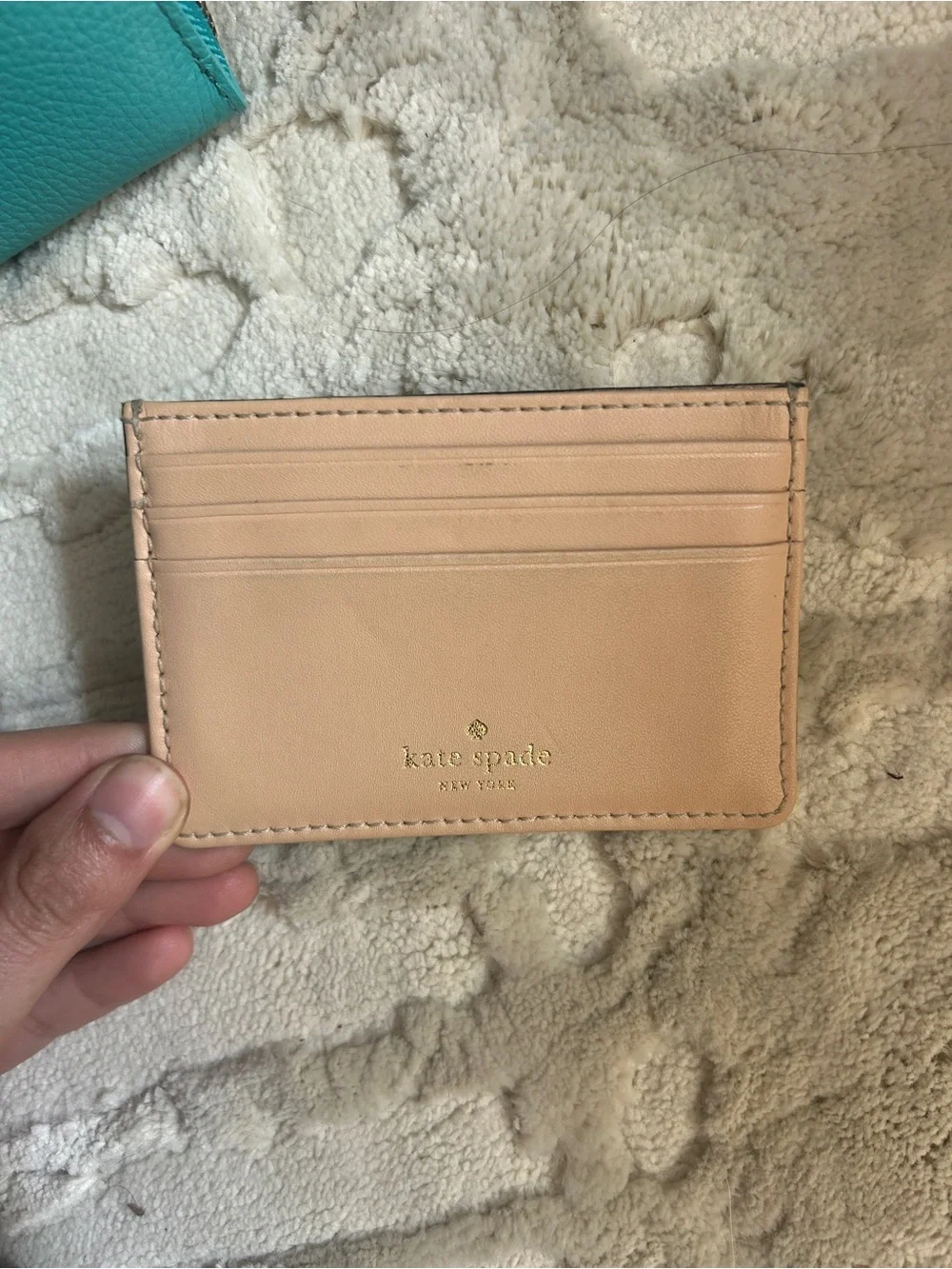 Kate Spade Lacey Teal Zip Wallet Gold Cardholder and j. Crew Turquoise Earrings